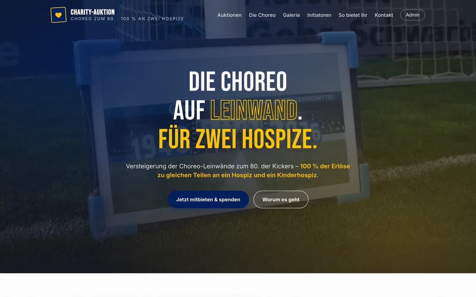 Kurvenauktion — Website, Desktop-Ansicht