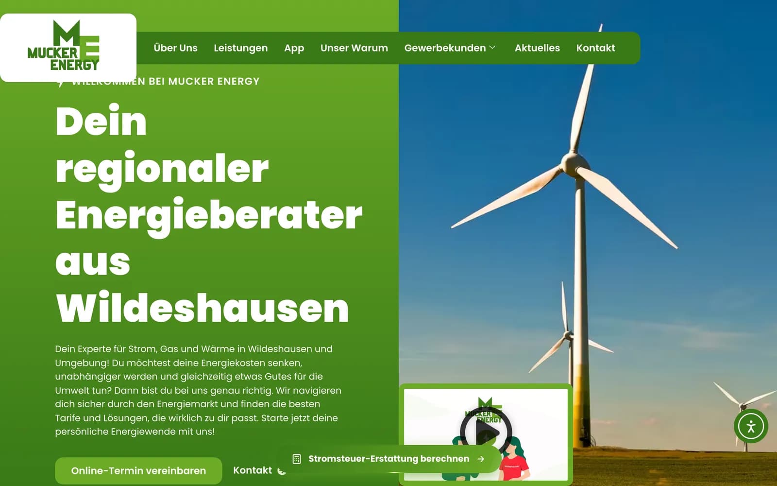 Christoph Mucker, Mucker Energy — Website, Desktop-Ansicht